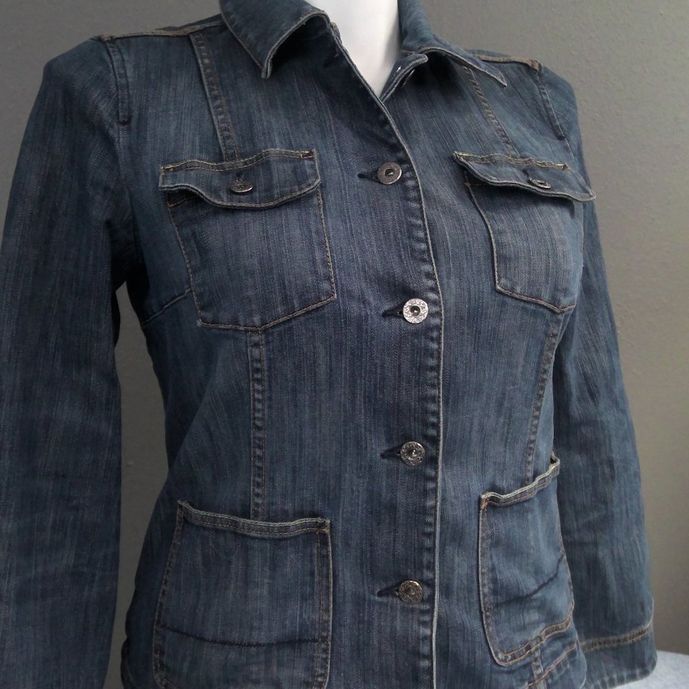 Liz Claiborne Jean Denim Jacket Blue Strech Cotton Women's Medium